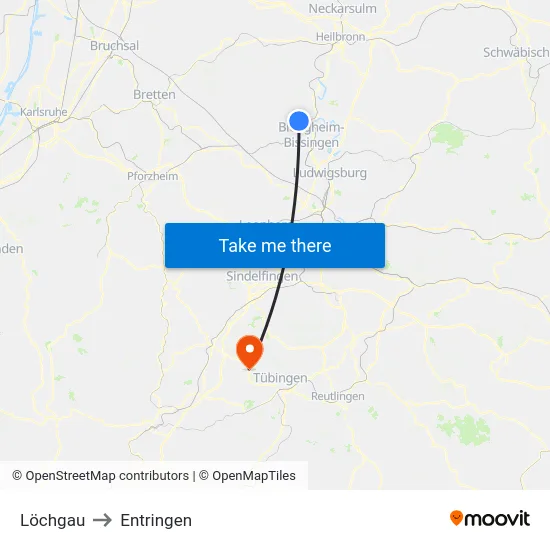 Löchgau to Entringen map