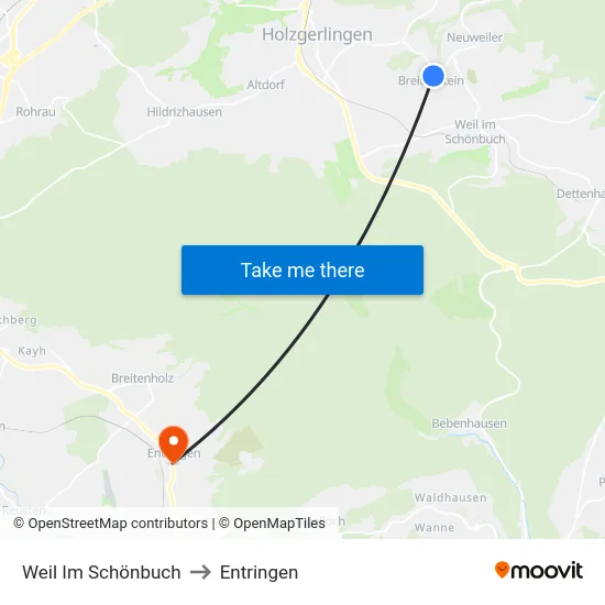 Weil Im Schönbuch to Entringen map