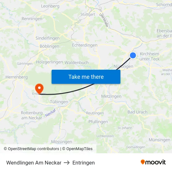 Wendlingen Am Neckar to Entringen map
