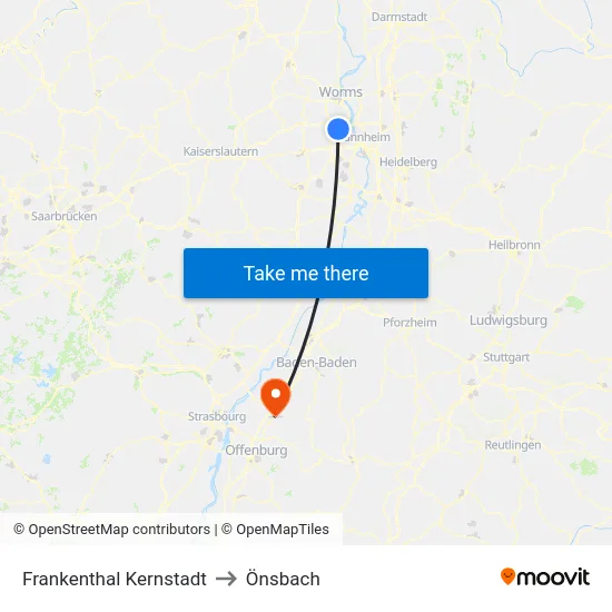 Frankenthal Kernstadt to Önsbach map