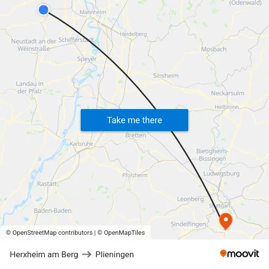 Herxheim am Berg to Plieningen map