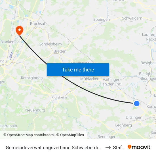 Gemeindeverwaltungsverband Schwieberdingen-Hemmingen to Staffort map