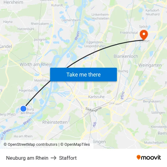 Neuburg am Rhein to Staffort map