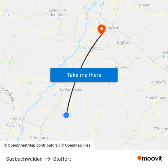 Sasbachwalden to Staffort map