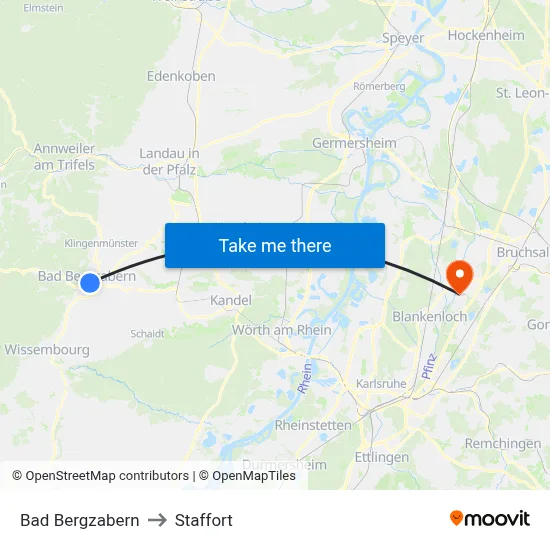 Bad Bergzabern to Staffort map