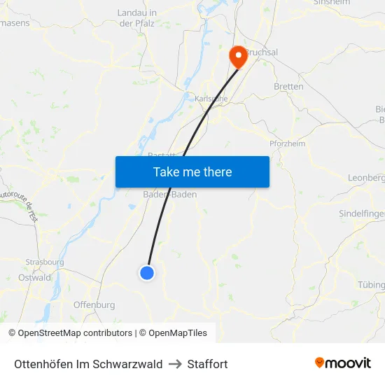 Ottenhöfen Im Schwarzwald to Staffort map