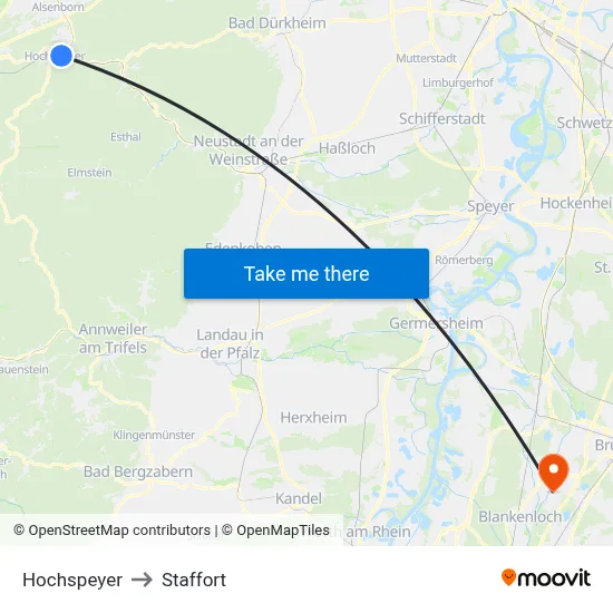 Hochspeyer to Staffort map