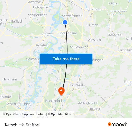 Ketsch to Staffort map