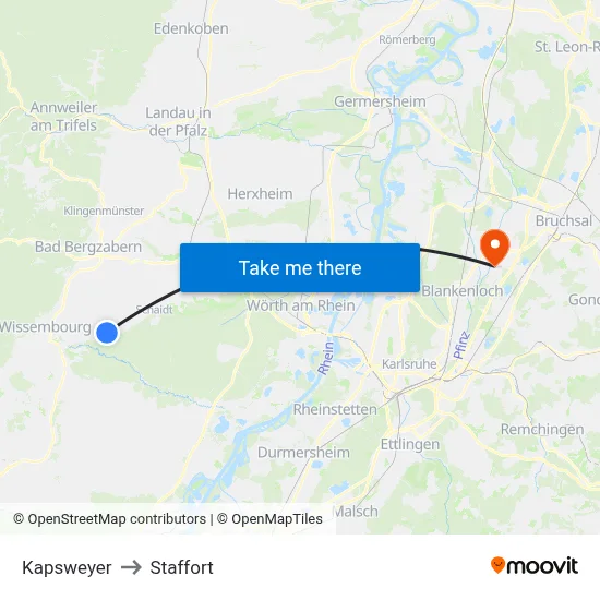 Kapsweyer to Staffort map