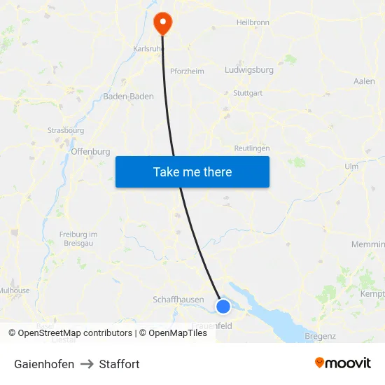 Gaienhofen to Staffort map