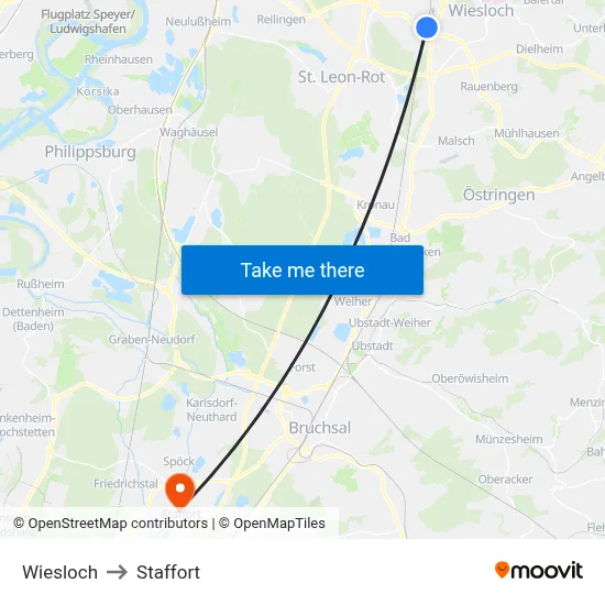 Wiesloch to Staffort map