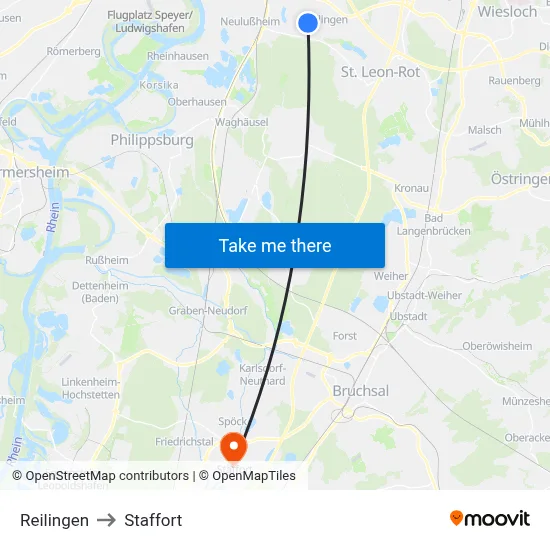 Reilingen to Staffort map