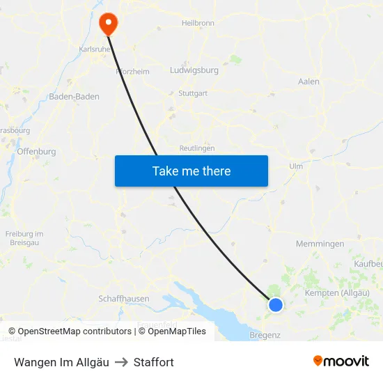 Wangen Im Allgäu to Staffort map