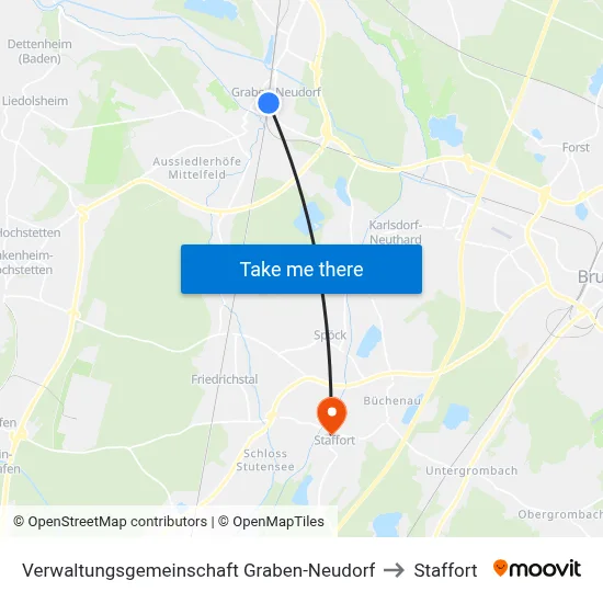 Verwaltungsgemeinschaft Graben-Neudorf to Staffort map