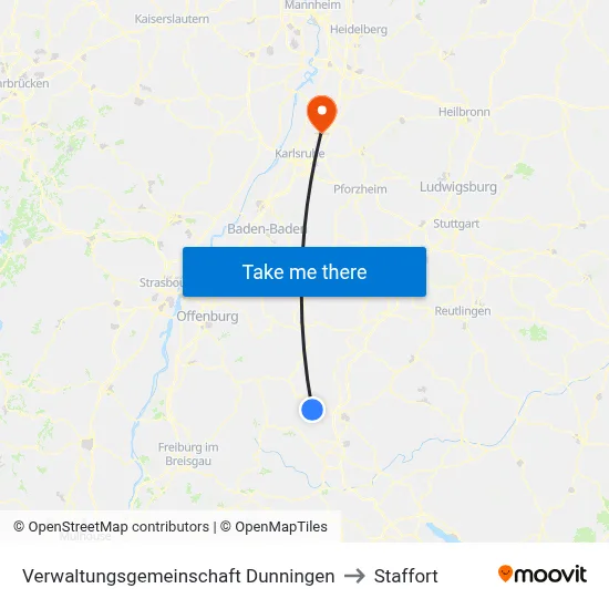 Verwaltungsgemeinschaft Dunningen to Staffort map