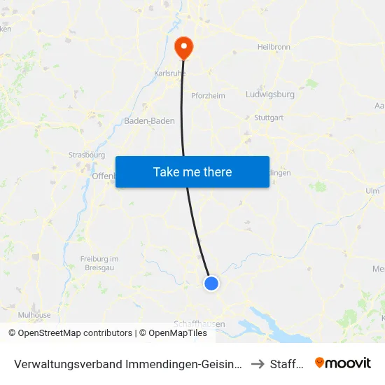 Verwaltungsverband Immendingen-Geisingen to Staffort map