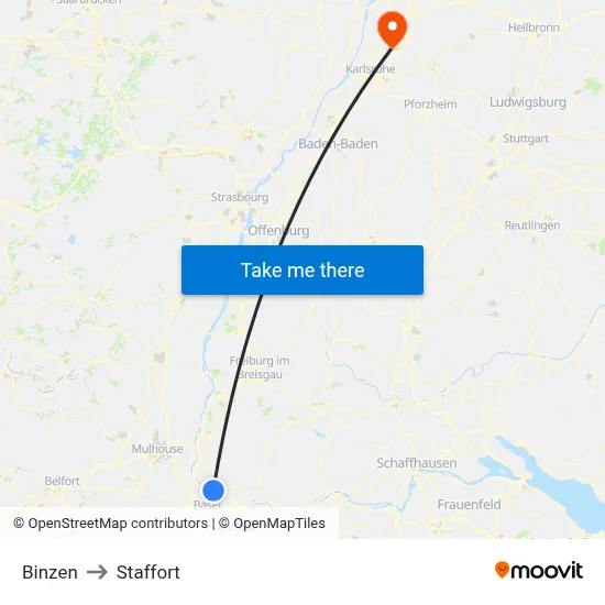 Binzen to Staffort map