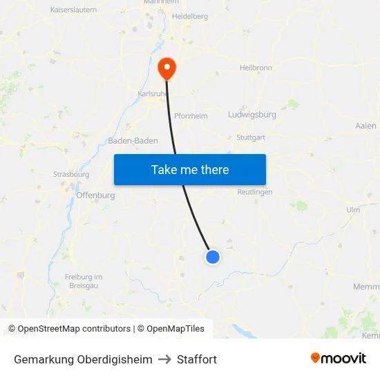 Gemarkung Oberdigisheim to Staffort map