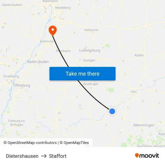 Dietershausen to Staffort map