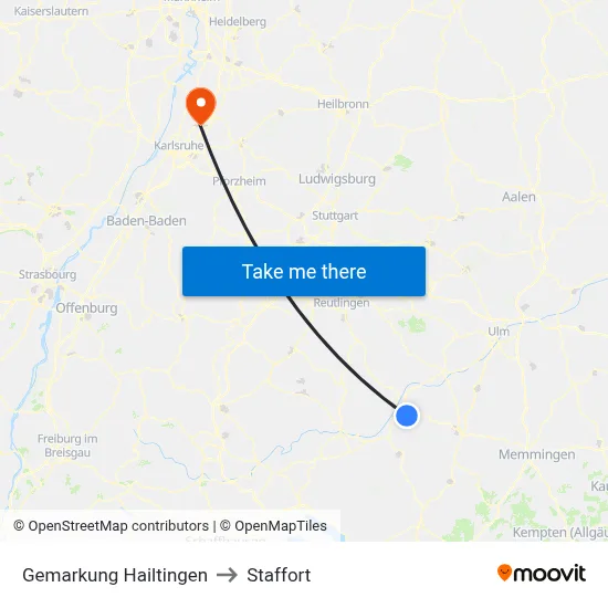 Gemarkung Hailtingen to Staffort map