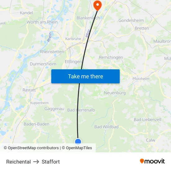 Reichental to Staffort map