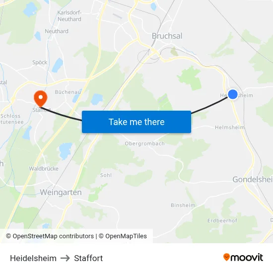 Heidelsheim to Staffort map