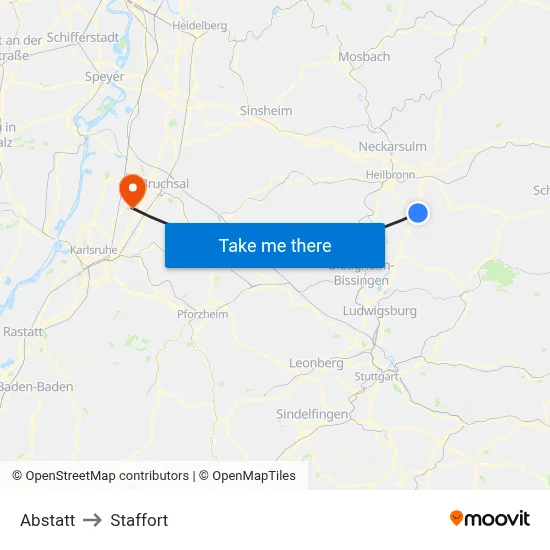 Abstatt to Staffort map