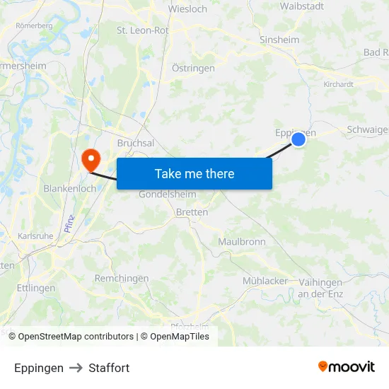 Eppingen to Staffort map