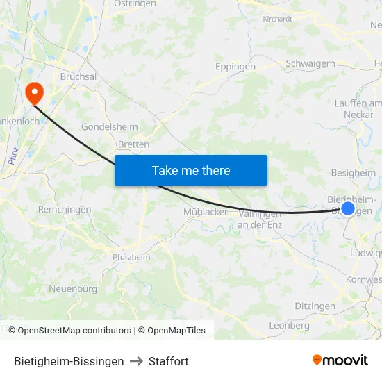 Bietigheim-Bissingen to Staffort map