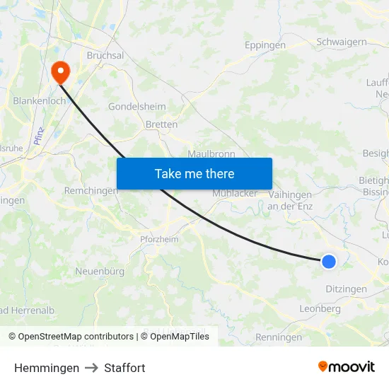 Hemmingen to Staffort map