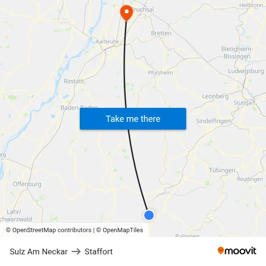 Sulz Am Neckar to Staffort map