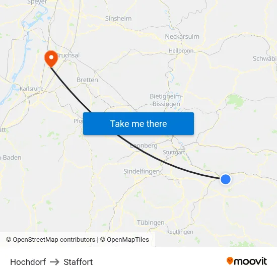 Hochdorf to Staffort map
