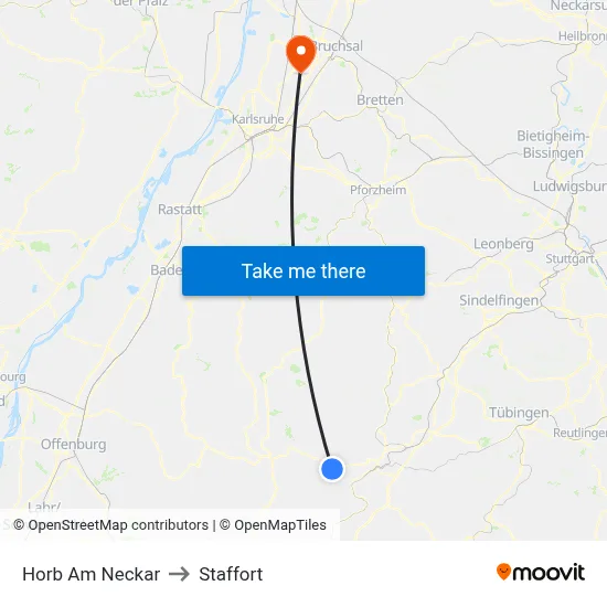 Horb Am Neckar to Staffort map