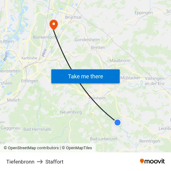 Tiefenbronn to Staffort map