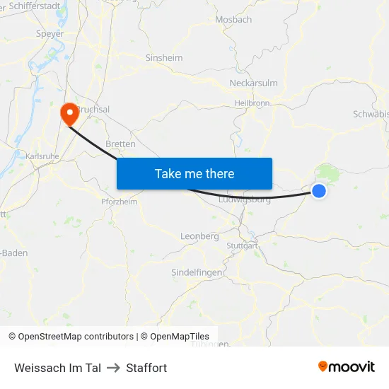 Weissach Im Tal to Staffort map