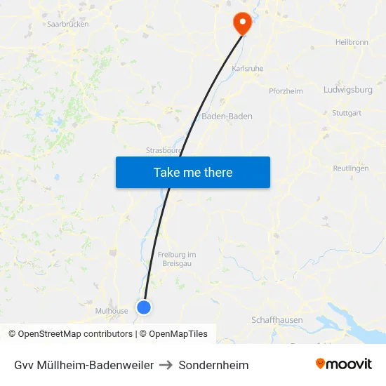 Gvv Müllheim-Badenweiler to Sondernheim map
