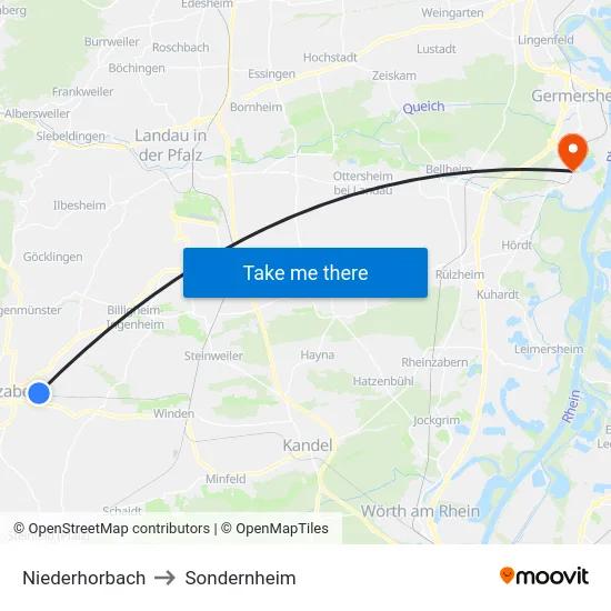 Niederhorbach to Sondernheim map
