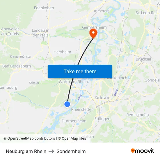 Neuburg am Rhein to Sondernheim map