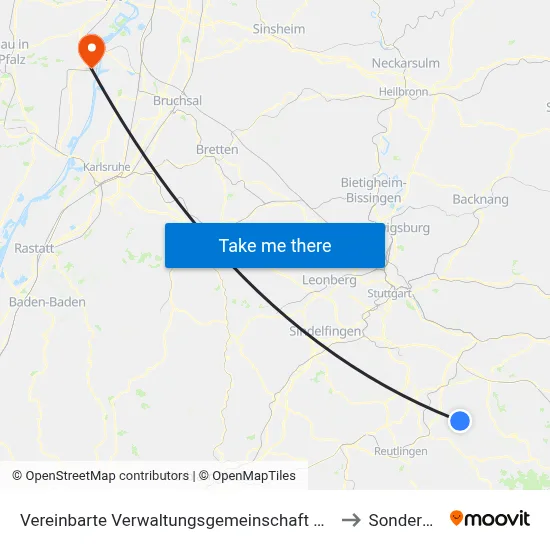 Vereinbarte Verwaltungsgemeinschaft Der Stadt Neuffen to Sondernheim map