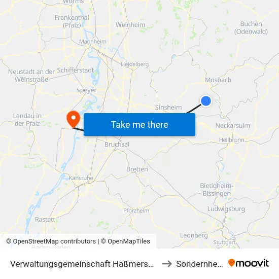 Verwaltungsgemeinschaft Haßmersheim to Sondernheim map