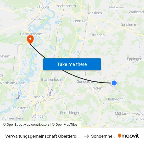 Verwaltungsgemeinschaft Oberderdingen to Sondernheim map