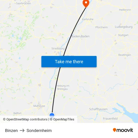 Binzen to Sondernheim map