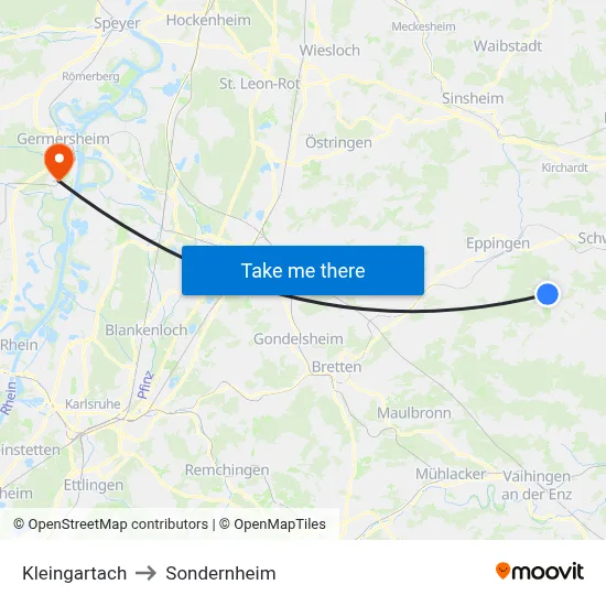 Kleingartach to Sondernheim map