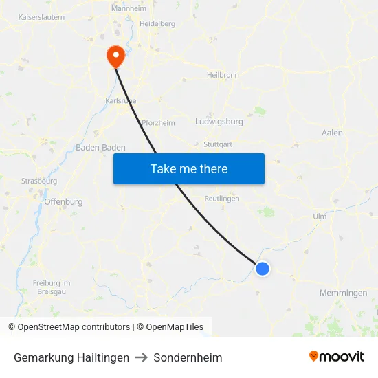 Gemarkung Hailtingen to Sondernheim map