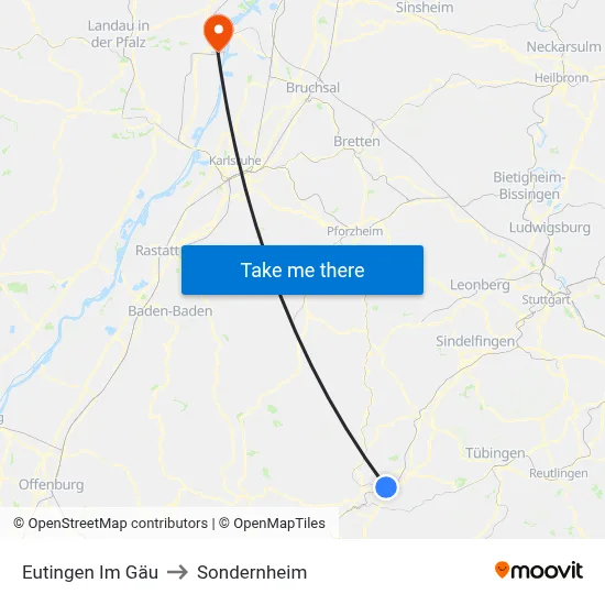 Eutingen Im Gäu to Sondernheim map