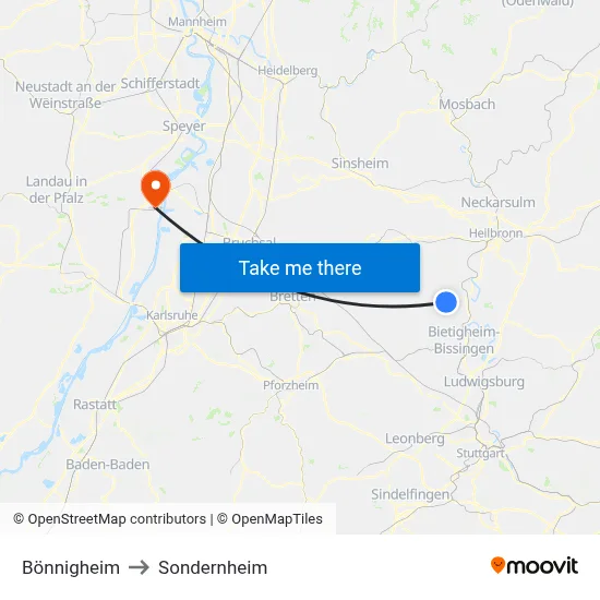 Bönnigheim to Sondernheim map