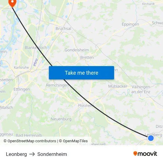 Leonberg to Sondernheim map