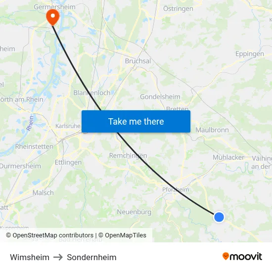 Wimsheim to Sondernheim map