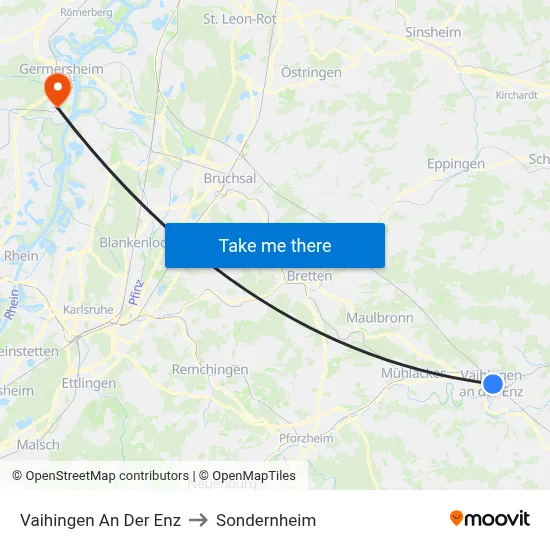 Vaihingen An Der Enz to Sondernheim map