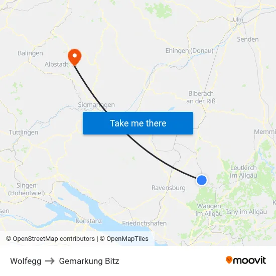 Wolfegg to Gemarkung Bitz map